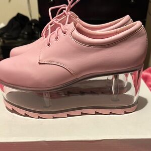 Dolls Kill Pink Platform Oxfords with Transparent Sole